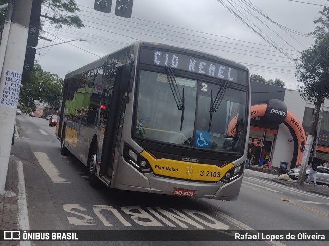 Viação Metrópole Paulista - Zona Leste 3 2103 na cidade de São Paulo, São Paulo, Brasil, por Rafael Lopes de Oliveira. Número da foto: #11579717.