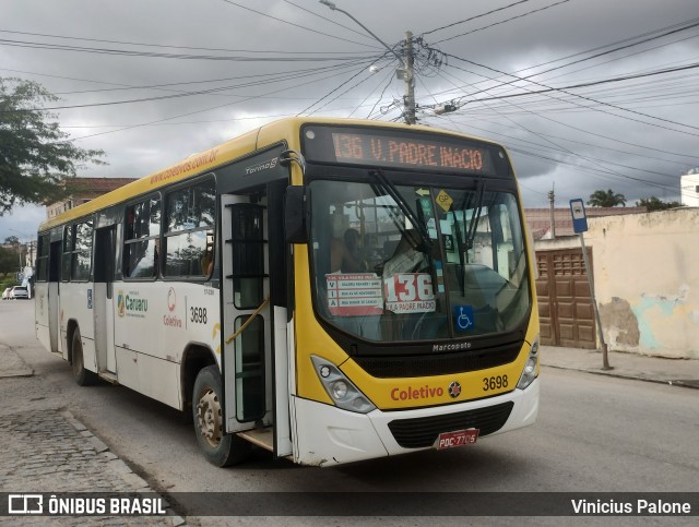 Coletivo Transportes 3698 na cidade de Caruaru, Pernambuco, Brasil, por Vinicius Palone. Número da foto: #11505637.