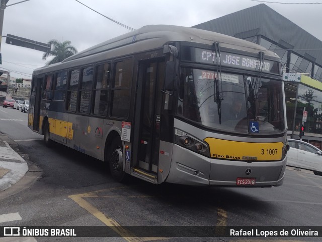 Viação Metrópole Paulista - Zona Leste 3 1007 na cidade de São Paulo, São Paulo, Brasil, por Rafael Lopes de Oliveira. Número da foto: #11583879.