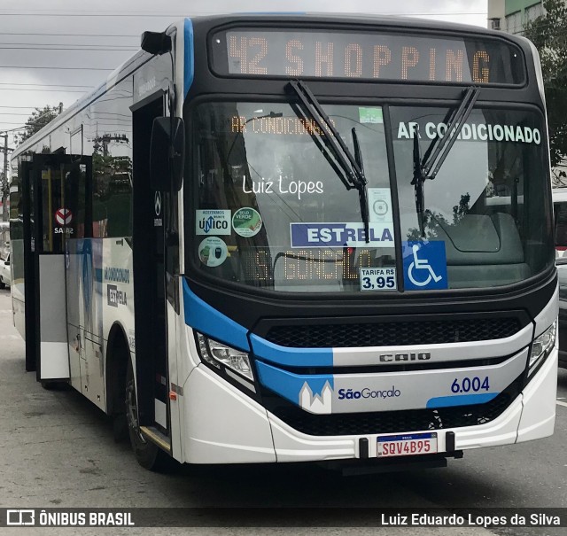 Viação Estrela 6.004 na cidade de São Gonçalo, Rio de Janeiro, Brasil, por Luiz Eduardo Lopes da Silva. Número da foto: #11508469.