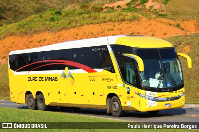 Ouro de Minas Transportes e Turismo 1302 na cidade de Aparecida, São Paulo, Brasil, por Paulo Henrique Pereira Borges. ID da foto: 11521309.