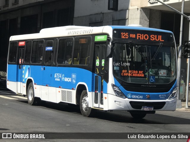 Viação Nossa Senhora das Graças A71574 na cidade de Rio de Janeiro, Rio de Janeiro, Brasil, por Luiz Eduardo Lopes da Silva. Número da foto: #11522716.