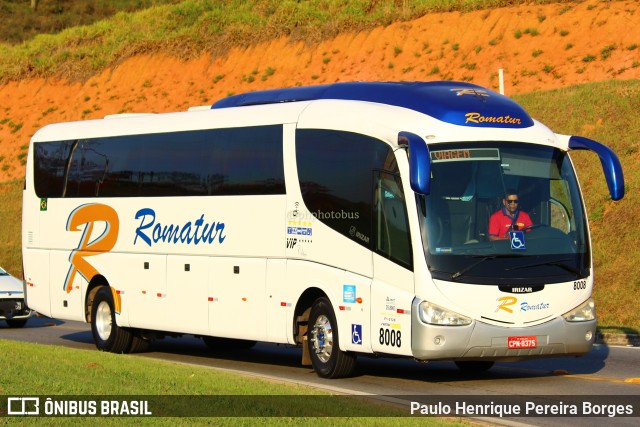 Romatur Transportadora Turística 8008 na cidade de Aparecida, São Paulo, Brasil, por Paulo Henrique Pereira Borges. Número da foto: #11612097.
