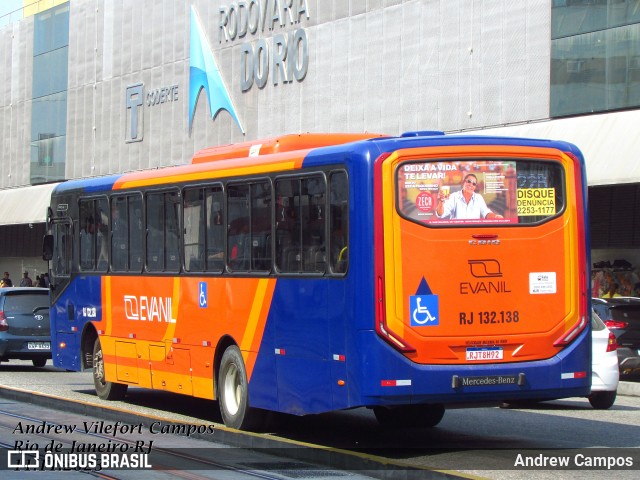 Evanil Transportes e Turismo RJ 132.138 na cidade de Rio de Janeiro, Rio de Janeiro, Brasil, por Andrew Campos. ID da foto: 11620088.