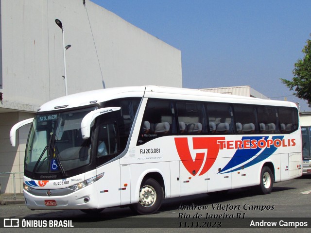 Viação Teresópolis RJ 203.081 na cidade de Rio de Janeiro, Rio de Janeiro, Brasil, por Andrew Campos. Número da foto: #11623851.
