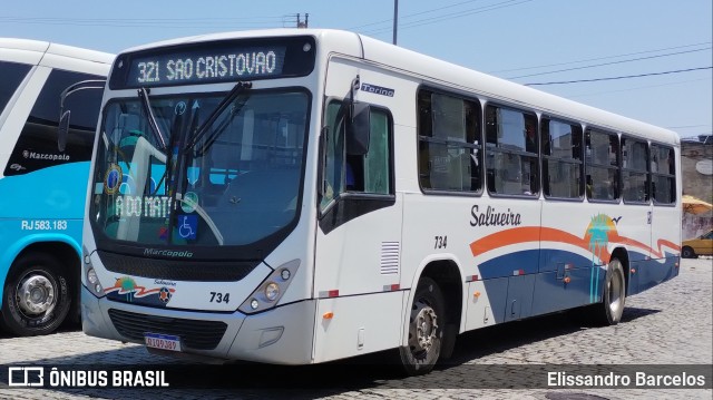 Auto Viação Salineira 734 na cidade de Cabo Frio, Rio de Janeiro, Brasil, por Elissandro Barcelos. ID da foto: 11627208.