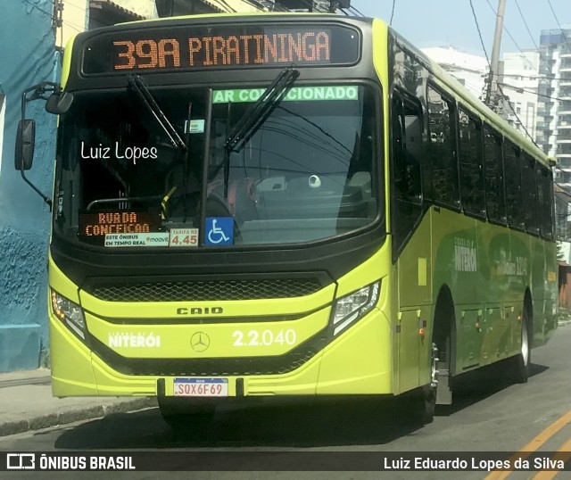 Santo Antônio Transportes Niterói 2.2.040 na cidade de Niterói, Rio de Janeiro, Brasil, por Luiz Eduardo Lopes da Silva. ID da foto: 11626544.