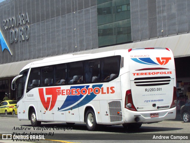 Viação Teresópolis RJ 203.081 na cidade de Rio de Janeiro, Rio de Janeiro, Brasil, por Andrew Campos. ID da foto: 11628465.