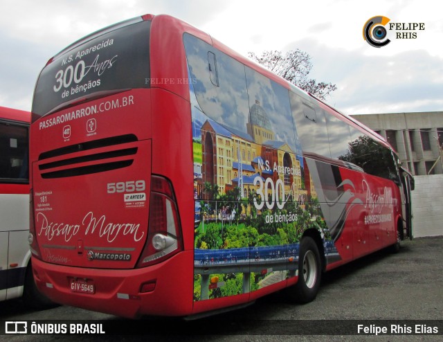 Empresa de Ônibus Pássaro Marron 5959 na cidade de Campinas, São Paulo, Brasil, por Felipe Rhis Elias. Número da foto: #11630780.