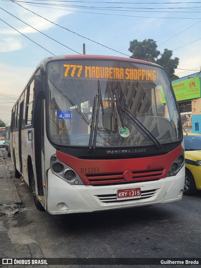 Transportes Barra D13203 na cidade de Rio de Janeiro, Rio de Janeiro, Brasil, por Guilherme Breda. Número da foto: #11632205.