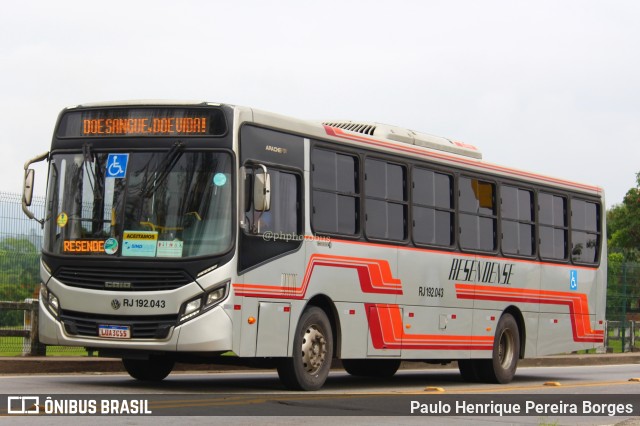 Viação Resendense RJ 192.043 na cidade de Resende, Rio de Janeiro, Brasil, por Paulo Henrique Pereira Borges. Número da foto: #11635933.