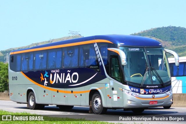 Viação União 010 na cidade de Roseira, São Paulo, Brasil, por Paulo Henrique Pereira Borges. ID da foto: 11635968.