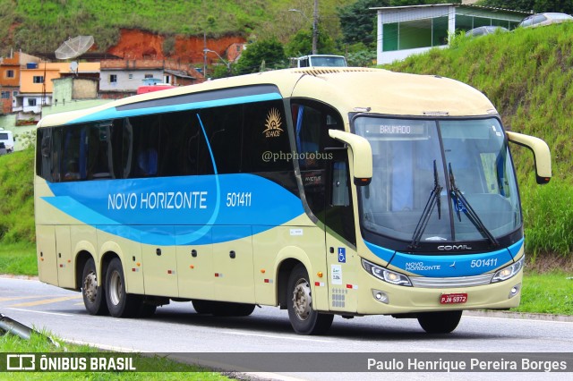 Viação Novo Horizonte 501411 na cidade de Barra do Piraí, Rio de Janeiro, Brasil, por Paulo Henrique Pereira Borges. ID da foto: 11591848.