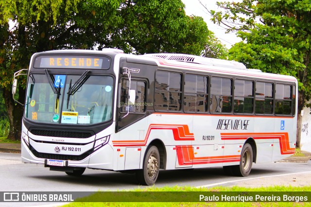 Viação Resendense RJ 192.011 na cidade de Resende, Rio de Janeiro, Brasil, por Paulo Henrique Pereira Borges. Número da foto: #11591659.