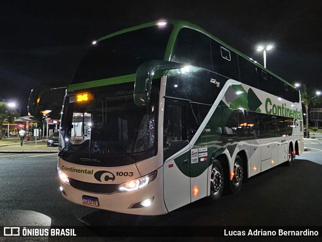 Viação Continental de Transportes 1003 na cidade de Ribeirão Preto, São Paulo, Brasil, por Lucas Adriano Bernardino. ID da foto: 11651985.