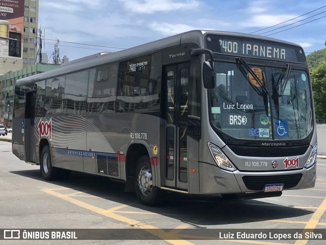 Auto Viação 1001 RJ 108.778 na cidade de Niterói, Rio de Janeiro, Brasil, por Luiz Eduardo Lopes da Silva. ID da foto: 11649927.