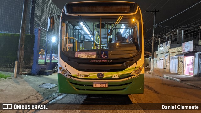 Viação Piracicabana Santos 4301 na cidade de Santos, São Paulo, Brasil, por Daniel Clemente. ID da foto: 11652840.