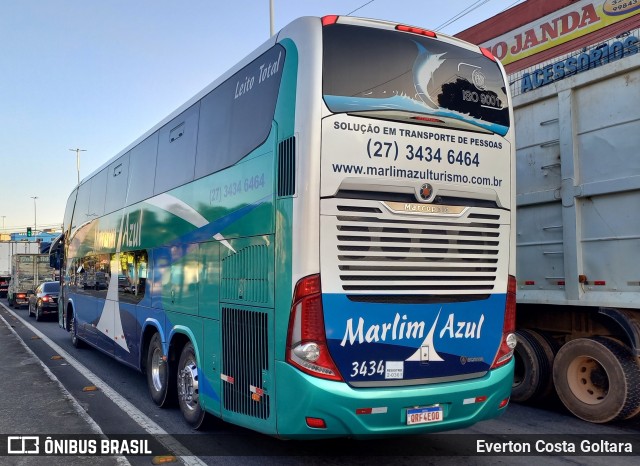 Marlim Azul Turismo 3434 na cidade de Cariacica, Espírito Santo, Brasil, por Everton Costa Goltara. ID da foto: 11655226.