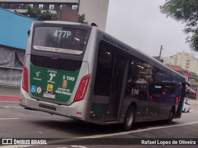 Via Sudeste Transportes S.A. 5 1149 na cidade de São Paulo, São Paulo, Brasil, por Rafael Lopes de Oliveira. Número da foto: #11658458.