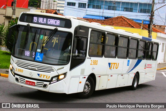 JTU - Jacareí Transporte Urbano 2.980 na cidade de Jacareí, São Paulo, Brasil, por Paulo Henrique Pereira Borges. Número da foto: #11594669.