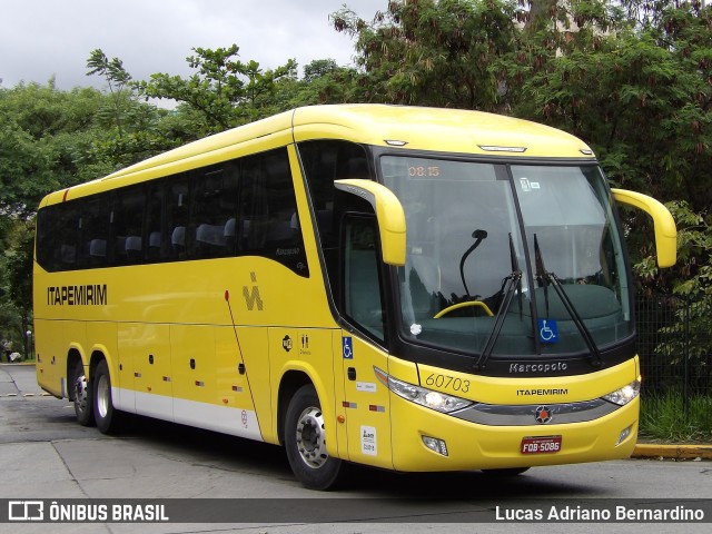 Viação Itapemirim 60703 na cidade de São Paulo, São Paulo, Brasil, por Lucas Adriano Bernardino. ID da foto: 11592078.