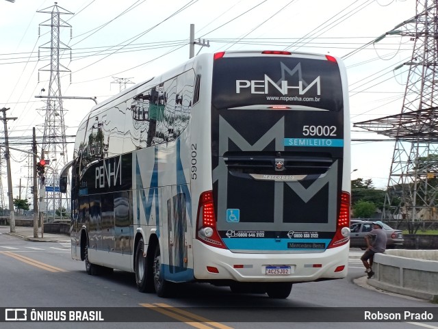 Empresa de Ônibus Nossa Senhora da Penha 59002 na cidade de São José dos Campos, São Paulo, Brasil, por Robson Prado. ID da foto: 11597045.