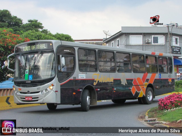 Nossa Senhora de Fátima Auto Ônibus 457 na cidade de Bragança Paulista, São Paulo, Brasil, por Henrique Alves de Paula Silva. ID da foto: 11599179.