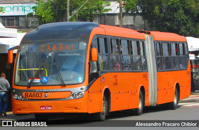 Transporte Coletivo Glória BA603 na cidade de Curitiba, Paraná, Brasil, por Alessandro Fracaro Chibior. Número da foto: #11598568.
