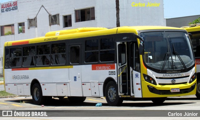 Viação Araguarina 3192 na cidade de Goiânia, Goiás, Brasil, por Carlos Júnior. ID da foto: 11608979.