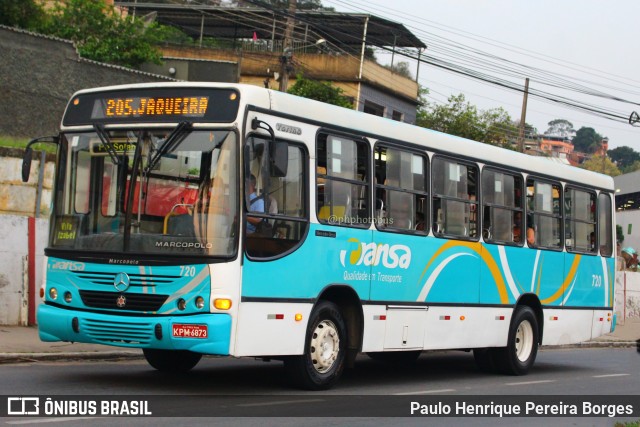 TRANSA - Transa Transporte Coletivo 720 na cidade de Três Rios, Rio de Janeiro, Brasil, por Paulo Henrique Pereira Borges. Número da foto: #11691807.