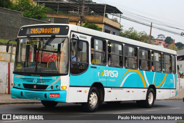 TRANSA - Transa Transporte Coletivo 720 na cidade de Três Rios, Rio de Janeiro, Brasil, por Paulo Henrique Pereira Borges. ID da foto: 11691807.