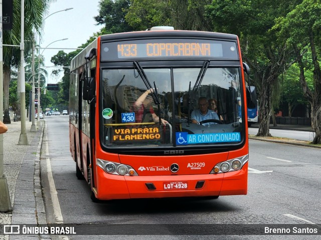 Transportes Vila Isabel A27509 na cidade de Rio de Janeiro, Rio de Janeiro, Brasil, por Brenno Santos. ID da foto: 11696762.