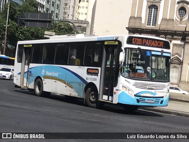 Auto Viação Vera Cruz - Belford Roxo RJ 112.034 na cidade de Rio de Janeiro, Rio de Janeiro, Brasil, por Luiz Eduardo Lopes da Silva. ID da foto: 11695480.