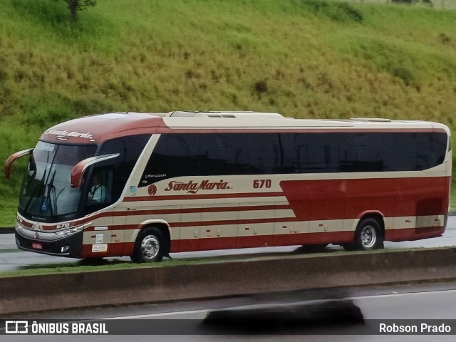 Santa Maria Fretamento e Turismo 670 na cidade de São José dos Campos, São Paulo, Brasil, por Robson Prado. ID da foto: 11697244.