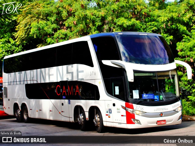 Auto Viação Catarinense 3716 na cidade de São Paulo, São Paulo, Brasil, por César Ônibus. Número da foto: #11699576.