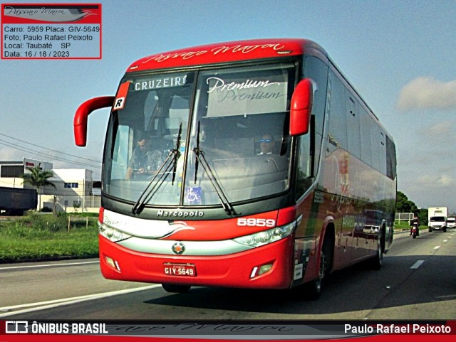 Empresa de Ônibus Pássaro Marron 5959 na cidade de Taubaté, São Paulo, Brasil, por Paulo Rafael Peixoto. ID da foto: 11702117.