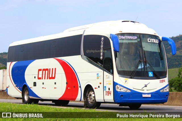 CMW Transportes 1194 na cidade de Roseira, São Paulo, Brasil, por Paulo Henrique Pereira Borges. ID da foto: 11701536.