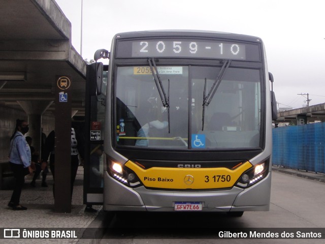 Viação Metrópole Paulista - Zona Leste 3 1750 na cidade de São Paulo, São Paulo, Brasil, por Gilberto Mendes dos Santos. ID da foto: 11702970.