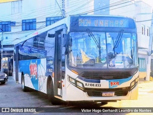 Auto Viação 1001 RJ 108.833 na cidade de Macaé, Rio de Janeiro, Brasil, por Victor Hugo Gerhardt Leandro de Nantes. ID da foto: 11710066.