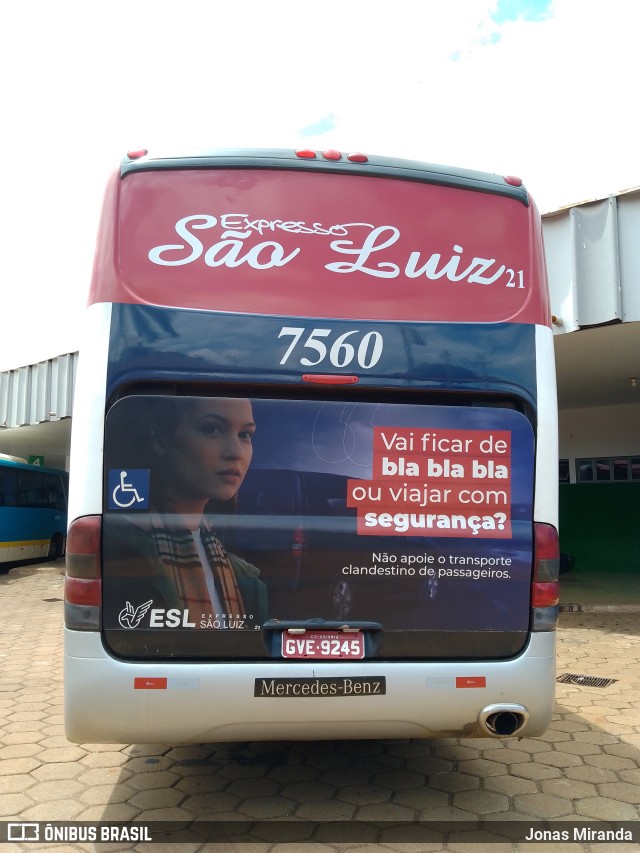 Expresso São Luiz 7560 na cidade de Quirinópolis, Goiás, Brasil, por Jonas Miranda. Número da foto: #11668466.