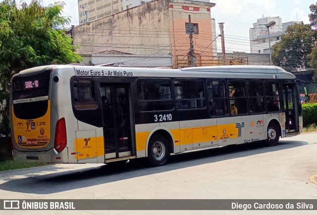 Viação Metrópole Paulista - Zona Leste 3 2410 na cidade de São Paulo, São Paulo, Brasil, por Diego Cardoso da Silva. Número da foto: #11713799.