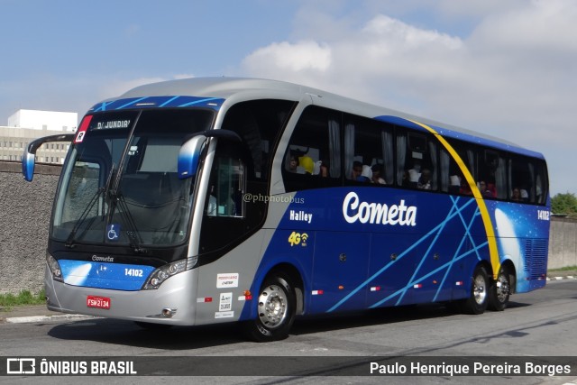 Viação Cometa 14102 na cidade de São Paulo, São Paulo, Brasil, por Paulo Henrique Pereira Borges. ID da foto: 11717680.