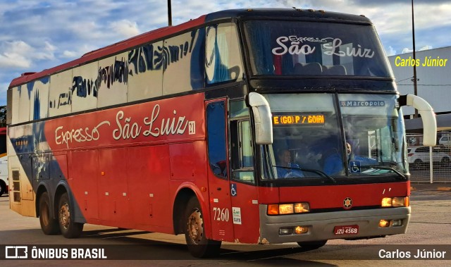 Expresso São Luiz 7260 na cidade de Goiânia, Goiás, Brasil, por Carlos Júnior. ID da foto: 11724991.