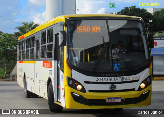 Viação Araguarina 3193 na cidade de Goiânia, Goiás, Brasil, por Carlos Júnior. ID da foto: 11727489.