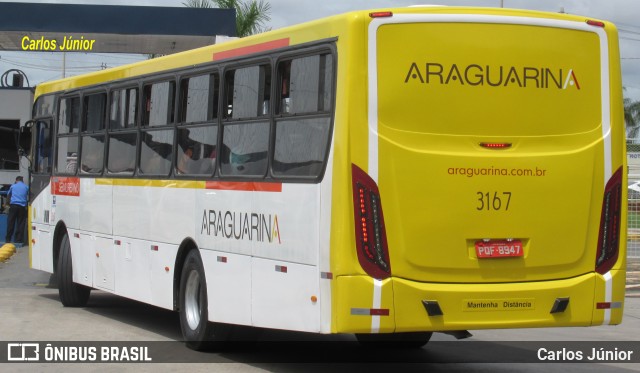 Viação Araguarina 3167 na cidade de Goiânia, Goiás, Brasil, por Carlos Júnior. ID da foto: 11727657.