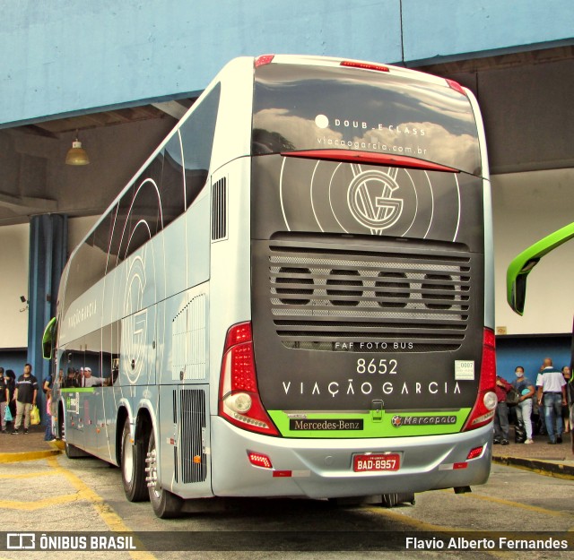 Viação Garcia 8652 na cidade de Sorocaba, São Paulo, Brasil, por Flavio Alberto Fernandes. ID da foto: 11730517.