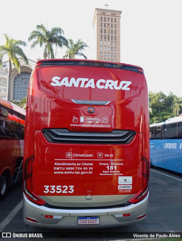 Viação Santa Cruz 33523 na cidade de Aparecida, São Paulo, Brasil, por Vicente de Paulo Alves. Número da foto: #11734194.