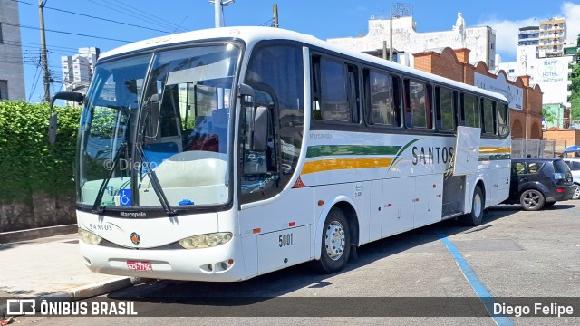 Viação Santos 5001 na cidade de Aparecida, São Paulo, Brasil, por Diego Felipe. ID da foto: 11737942.