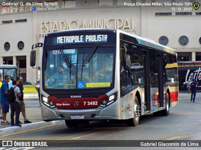 Viação Metrópole Paulista - Zona Sul 7 3482 na cidade de São Paulo, São Paulo, Brasil, por Gabriel Giacomin de Lima. Número da foto: #11671373.