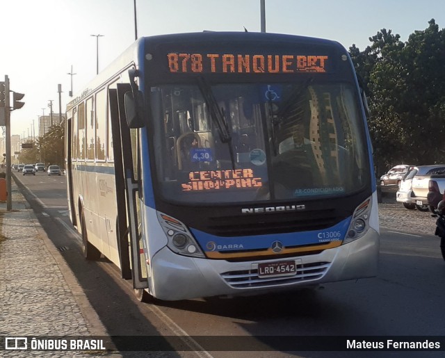 Transportes Barra C13006 na cidade de Rio de Janeiro, Rio de Janeiro, Brasil, por Mateus Fernandes. Número da foto: #11743090.